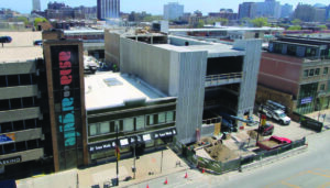 An aerial photograph of 5035 N. Broadway, the site of TimeLine's new home.